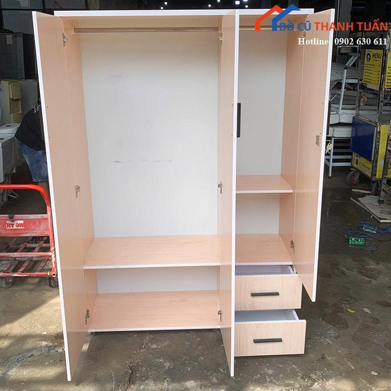 tu-quan-ao-1m2x1m8x48-G1tr53 Tủ Quần Áo Cũ 1M2x1M8 Thiết Kế 3 Cánh Có Gương