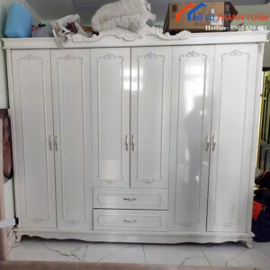 Tủ Quần Áo Cũ 2M55x2M3 Màu Trắng Thiết Kế Sang Trọng