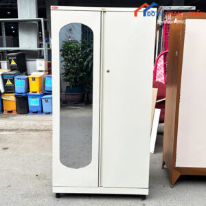 Tủ Quần Áo Cũ Màu Trắng Thiết Kế 2 Cánh Có Gương