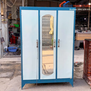 Tủ Quần Áo Cũ 1M15 Màu Xanh Thiết Kế 3 Cánh