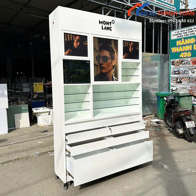 tu-trung-bay-1m5x2m47x40-G3tr-4 Tủ Trưng Bày Cũ Màu Trắng Thiết Kế Tiện Lợi (Nhiều Mẫu)