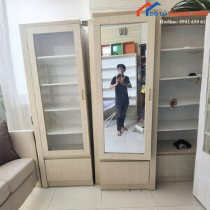 Tủ Hồ Sơ Cũ Thiết Kế 1 Cánh Nhỏ Gọn Có Gương Soi