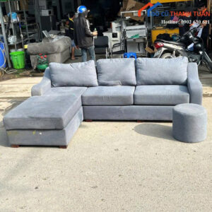 Sofa Cũ 2M4x1M6 Góc Chữ L Bọc Vải Màu Xám Hiện Đại