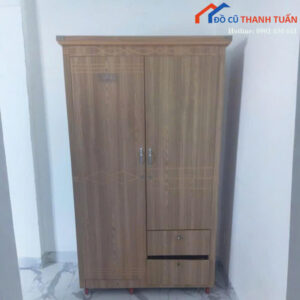 Tủ Quần Áo Gỗ Cũ Thiết Kế 2 Cánh Kết Hợp 2 Hộc Kéo