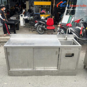 Bồn Rửa Inox Cũ 1M7x50CM Thiết Kế 2 Cửa Trượt