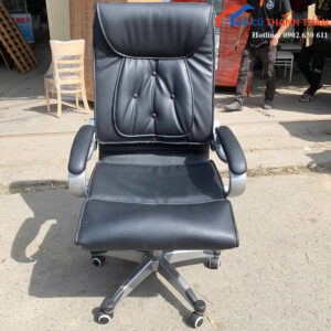 Ghế Giám Đốc Cũ Bọc Da Màu Đen Có Tay Vịn Thoải Mái