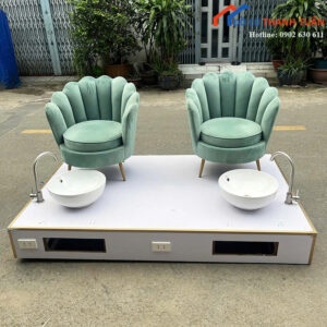 Bộ Ghế Nail Cũ Bọc Nhung Màu Xanh Sang Trọng
