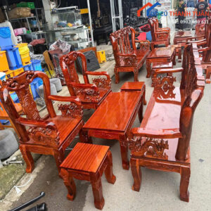 Bộ Salon Đào Tay 8 Chạm Tinh Xảo Mới 99%