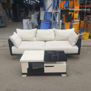 Bộ Sofa Cũ 2Mx80CM Bọc Vải Màu Kem Thiết Kế Êm Ái