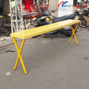 Bàn Cafe Cũ 2M4 Màu Vàng Chân Chữ X (Nhiều Mẫu)