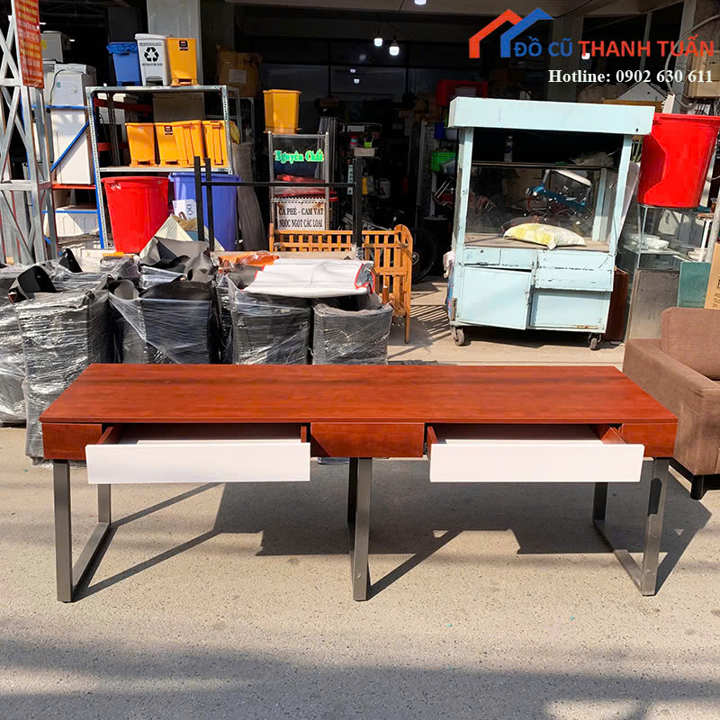 ban-lam-viec-2m1x60x75-G1tr-3 Bàn Làm Việc Cũ 2M1x60CM Thiết Kế 2 Hộc Kéo