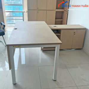 Bàn Giám Đốc Cũ Thiết Kế Góc L Có Hộc Bên