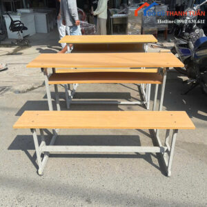 Bàn Ghế Học Sinh Cũ 1M2x80CM Khung Sắt Chắc Chắn