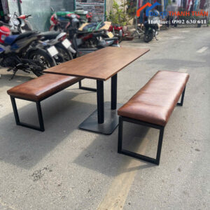 Bộ Bàn Ghế Ăn Cũ 1M4 Bọc Da Màu Nâu Sang Trọng