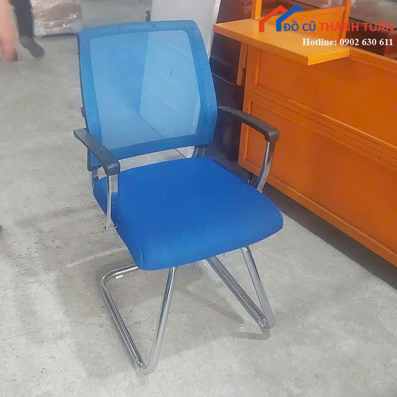 ghe-vp-G400-2 Ghế Văn Phòng Cũ Màu Xanh Thiết Kế Chân Quỳ