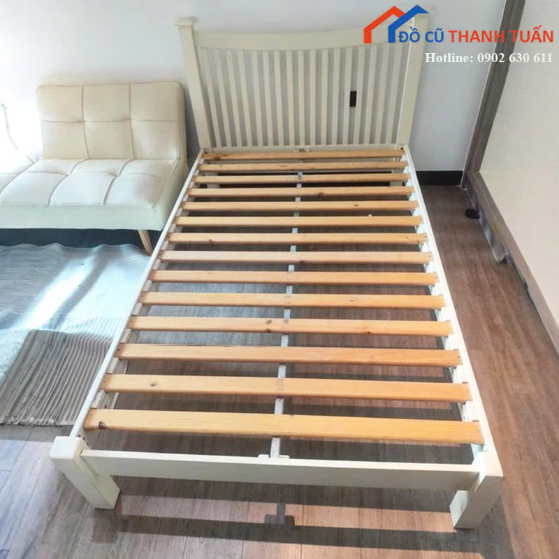 giuong-1m2x2m-G1tr55 Giường Ngủ Cũ 1M2x2M Màu Trắng Thiết Kế Hiện Đại