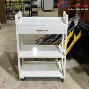 Kệ Đựng Đồ Cũ Màu Trắng Có Bánh Xe Tiện Di Chuyển