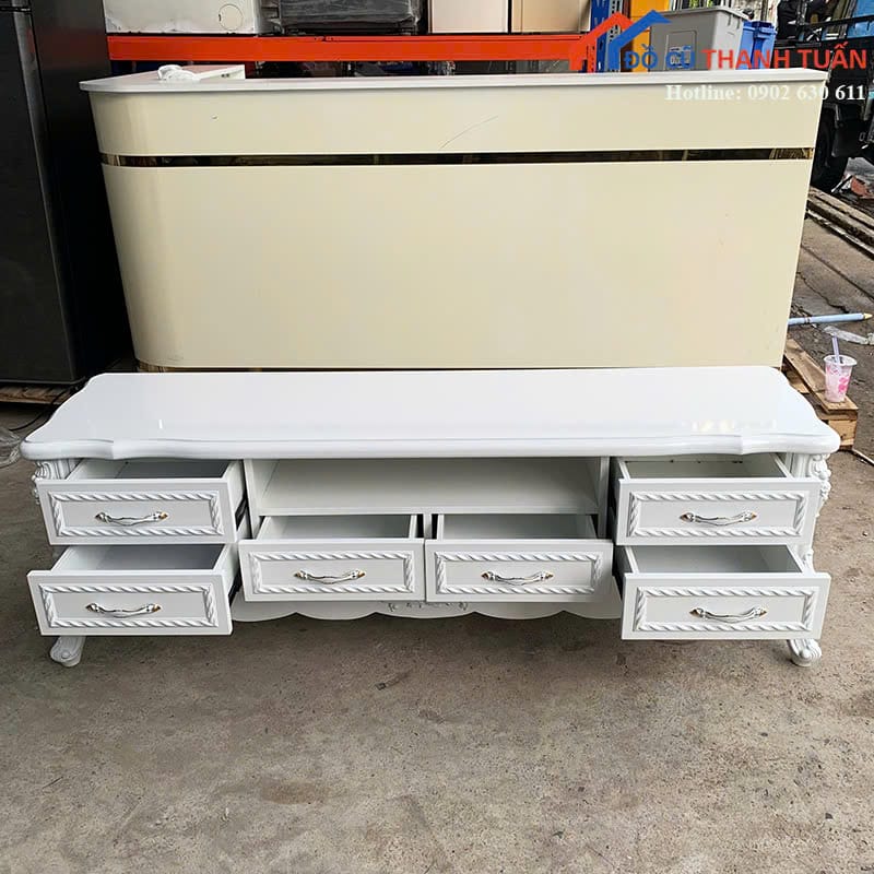 ke-tivi-1m6x40x50-G4tr-3 Kệ Tivi 1M6x40CM Màu Trắng Thiết Kế Cổ Điển Mới 99%