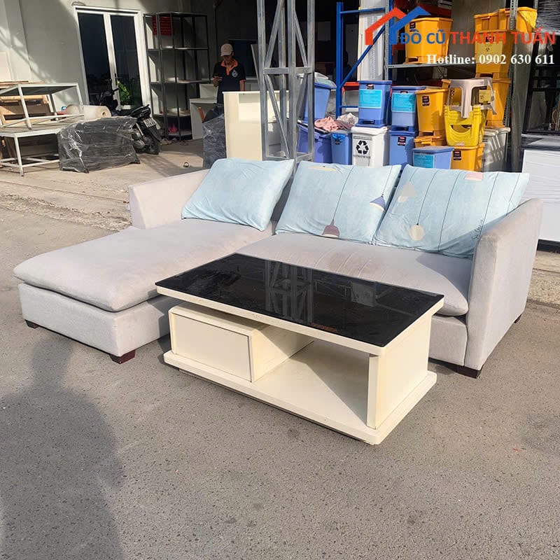 sofa-2m2x1m6x80-3 Sofa Cũ 2M2x1M6 Bọc Vải Thiết Kế Góc L Hiện Đại