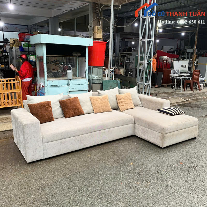 sofa-2m8×1m6-cao-75-G3tr-3 Sofa Cũ 2M8x1M6 Bọc Vải Màu Xám Thiết Kế Góc L