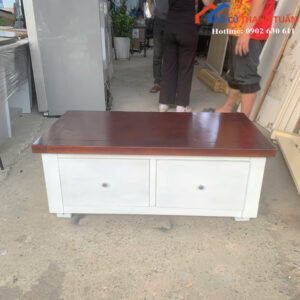 Bàn Sofa Cũ Mặt Gỗ Màu Nâu Thiết Kế 2 Hộc Kéo