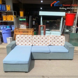 Sofa Cũ Bọc Vải Màu Xanh Thiết Kế Góc L Hiện Đại