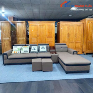 Thanh Lý Sofa Bọc Da Cao Cấp Thiết Kế Góc L Mới 99%