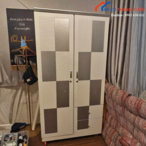 Tủ Quần Áo Cũ 1Mx2M Màu Trắng Phối Xám Hiện Đại