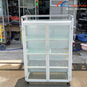 Tủ Chén Cũ 1M1x80CM Thiết Kế Cửa Kính Hiện Đại