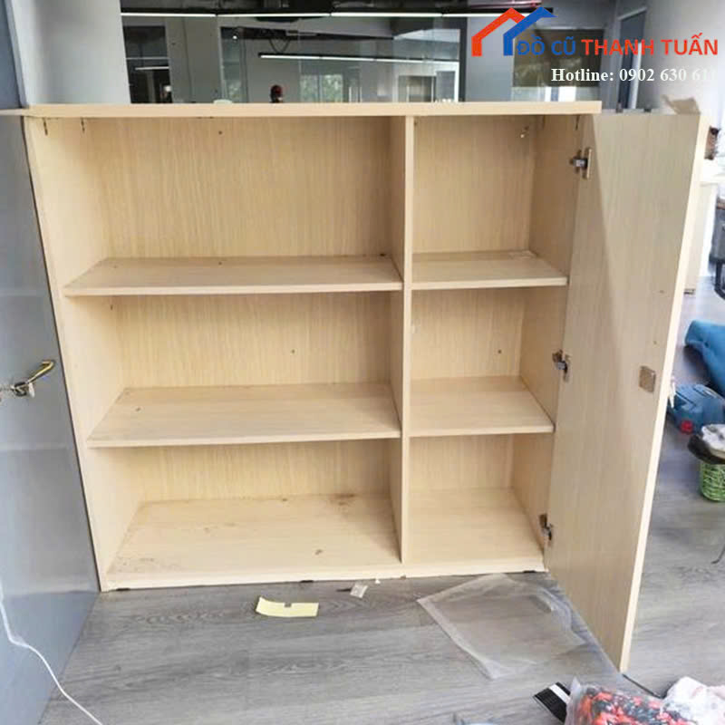 tu-hs-1m2x1m2x60-G850k-2 Tủ Hồ Sơ Cũ 1M2x1M2 Thiết Kế 3 Ngăn Kèm Hộc Bên