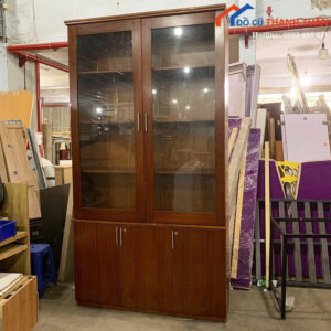 Tủ Hồ Sơ Gỗ Cũ 1M36x2M55 Thiết kế 2 Cánh Kính