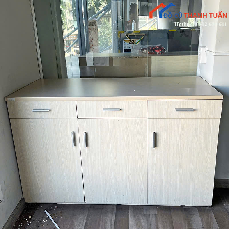 tu-hs-G1tr-4 Tủ Hồ Sơ Cũ Thiết Kế 3 Cánh Kết Hợp 3 Hộc Kéo