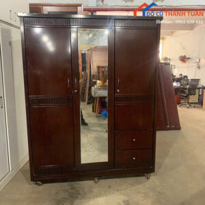 Tủ Quần Áo Cũ 1M57x2M Thiết Kế 3 Cánh Có Gương