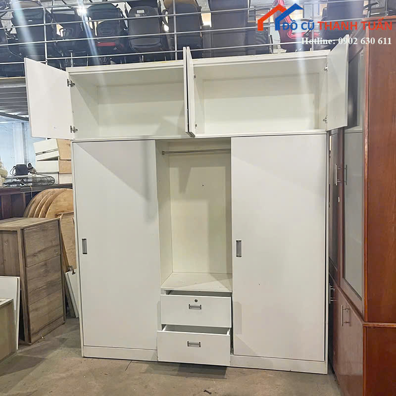 tu-quan-ao-2m2x2m6x60-G5tr-4 Tủ Quần Áo Cũ 2M2x2M6 Thiết Kế Cửa Lùa Tiện Lợi