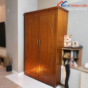 Tủ Quần Áo Cũ Vân Gỗ Thiết Kế 2 Cánh Nhỏ Gọn