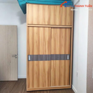 Tủ Quần Áo 2 Cửa Lùa Cũ Thiết kế Vân Gỗ Hiện Đại