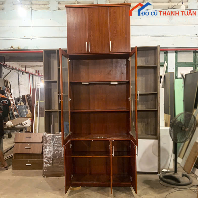tu-tb-1mx2m95-2 Tủ Trưng Bày Gỗ Cũ 1Mx2M95 Thiết Kế 3 Tầng