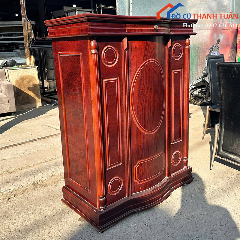 tu-tho-1mx1m35x45-G2tr-3 Tủ Thờ Gỗ Cũ 1Mx1M35 Màu Nâu Họa Tiết Cổ Điển