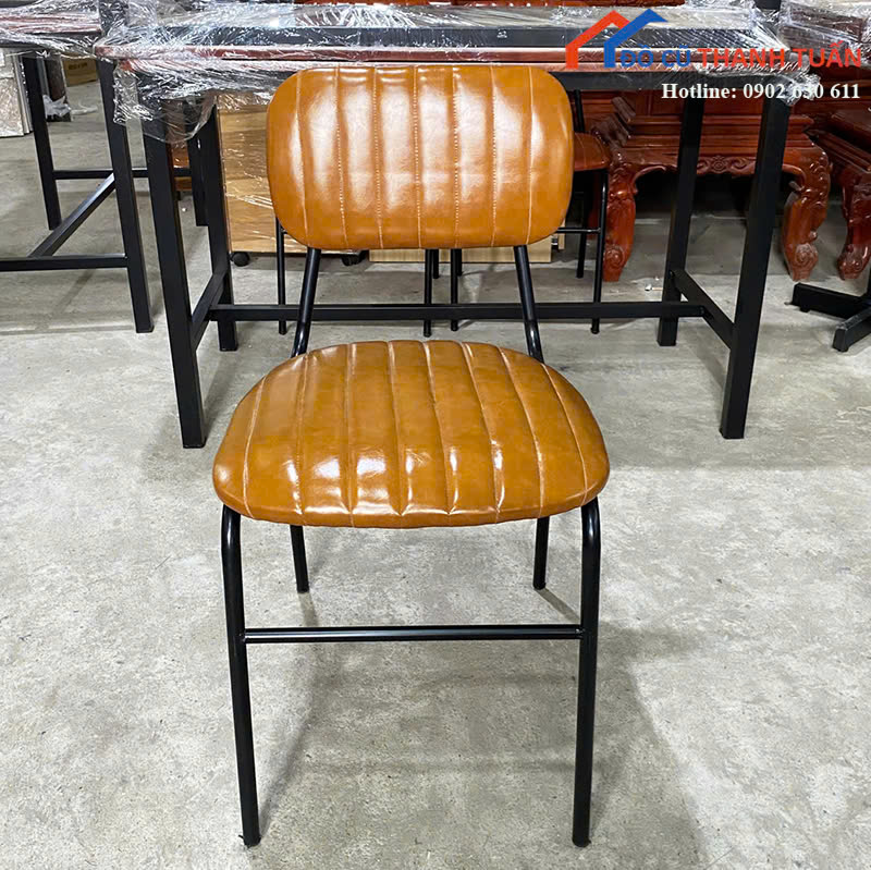 z-moi-sl20c-1 Ghế Cafe Bọc Da Chân Kim Loại Mới 99% (Nhiều Mẫu)