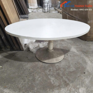 Bàn Cafe Cũ Màu Trắng Thiết Kế Đế Tròn Chắc Chắn