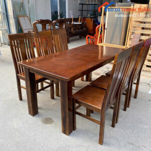 Bộ Bàn Ăn 6 Ghế Lưng Tựa Cao Cổ Điển Mới 99%