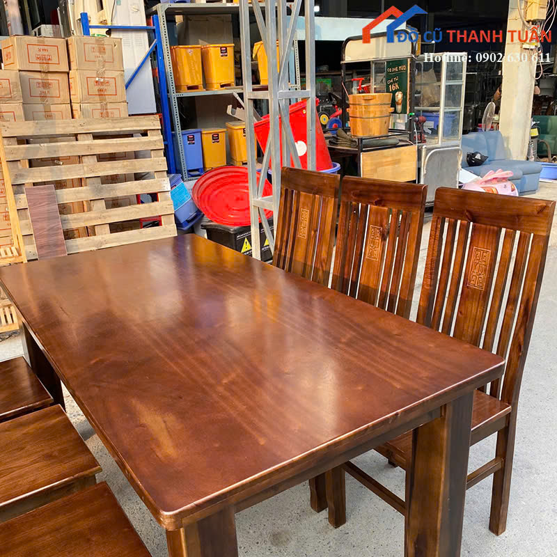 MOI-bo-ban-6-ghe-G6tr-6 Bộ Bàn Ăn 6 Ghế Lưng Tựa Cao Cổ Điển Mới 99%