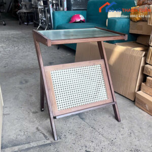 Bàn Cafe Cũ Mặt Kính Khung Gỗ Đẹp Mắt Giá Tốt