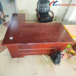 Bàn Giám Đốc Gỗ Cũ Màu Nâu Thiết Kế Góc L