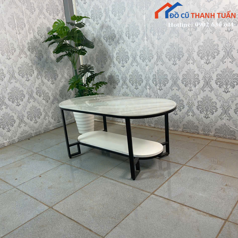 ban-sofa-moi-990-2 Thanh Lý Bàn Sofa Thiết Kế Oval Mặt Vân Mây Mới 99%