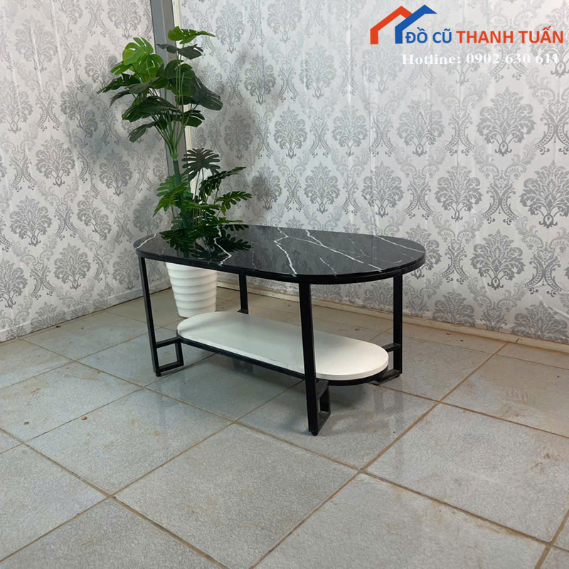 ban-sofa-moi-990-4 Thanh Lý Bàn Sofa Thiết Kế Oval Mặt Vân Mây Mới 99%