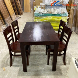 Bộ Bàn Ăn Gỗ 4 Ghế Màu Nâu Hiện Đại Mới 99%