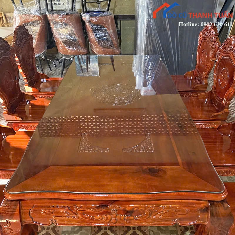 bo-ban-ghe-an-8-ghe-moi-4 Bộ Bàn Ăn Gỗ 8 Ghế Thiết Kế Tựa Lưng Cao Mới 99%