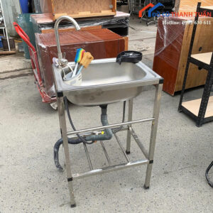 Bồn Rửa Chén Cũ Thiết Kế 1 Hộc Có Kệ Dưới Nhỏ Gọn