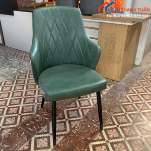 Ghế Ăn Cũ Bọc Da Màu Xanh Thêu Chắc Chắn